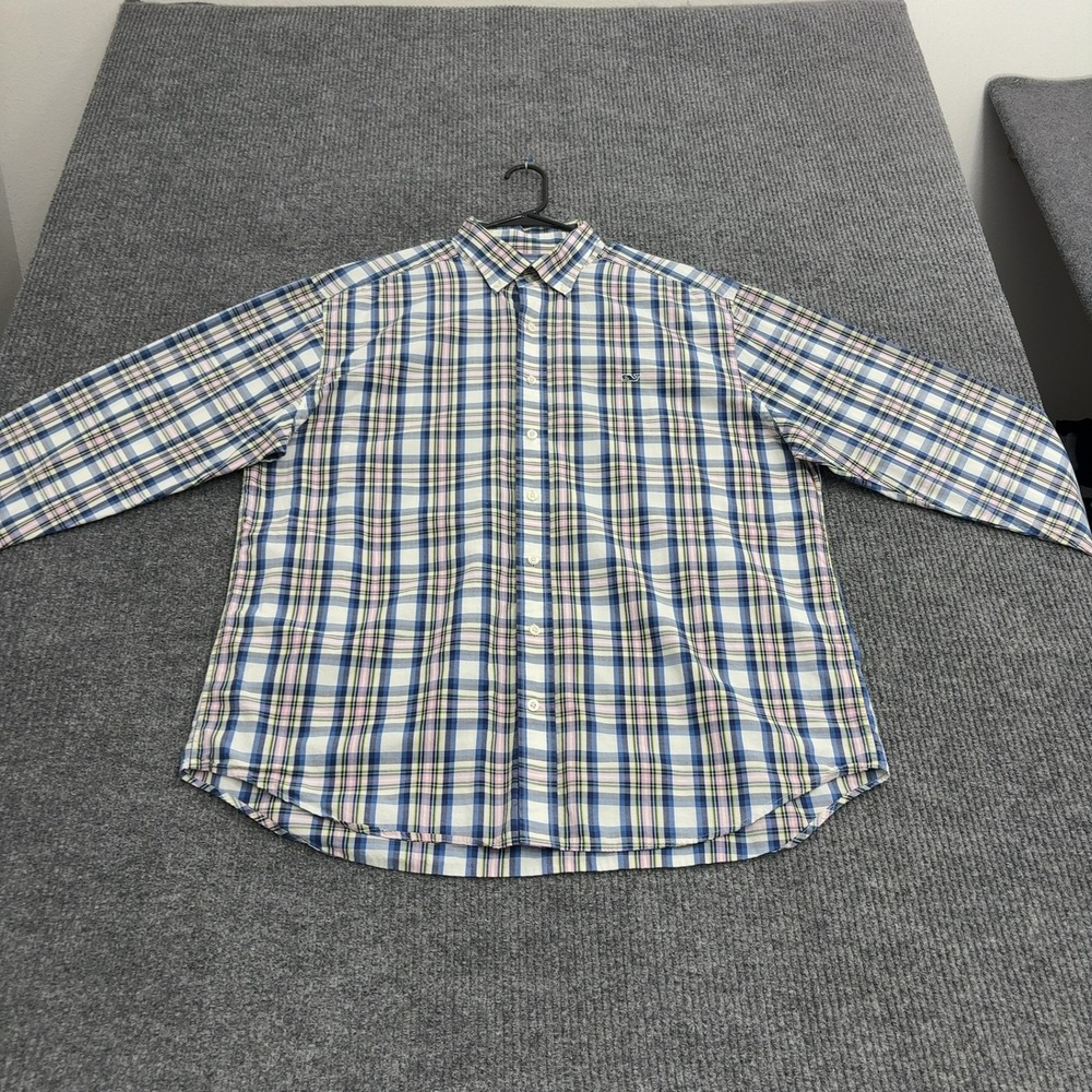 Vineyard Vines Button Down Shirt Mens XL Multi Color Cotton Plaid Preppy Style